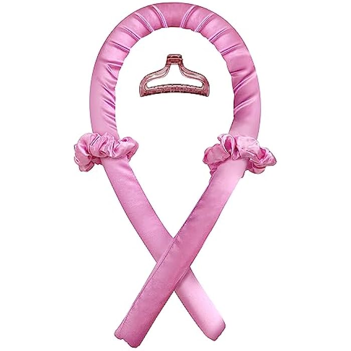 RYTABEE Heatless Curling Iron - Satin & Rubber Material - Creates Beautiful Curls Overnight - No Heat Required, Pink - Image 1